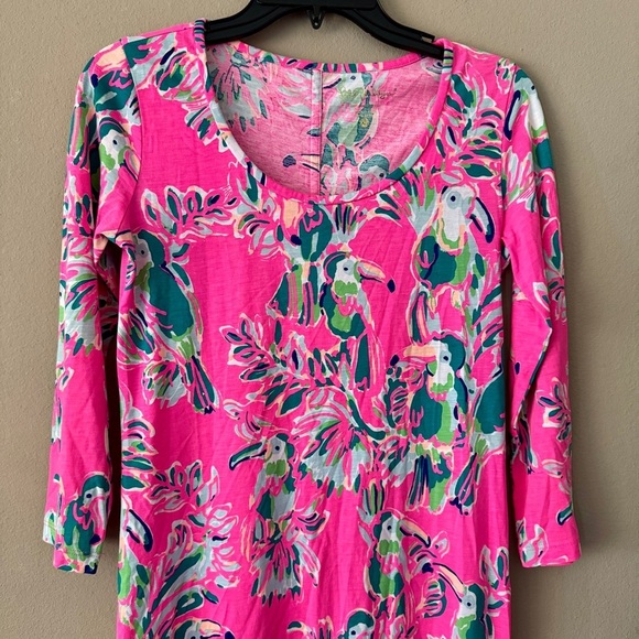 Lilly Pulitzer Pima Cotton Beacon Toucan Can Tropical T-shirt Dress Size XS - Picture 4 of 6